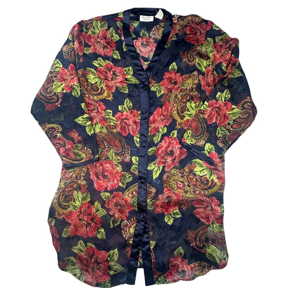 Victoria's Secret Sheer Paisley Floral Button Duster Top